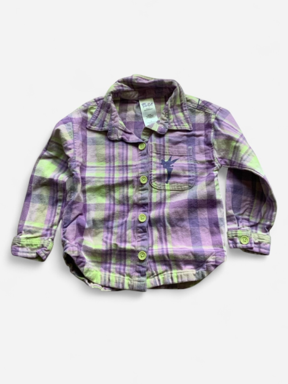 Disney Tinkerbell LS Plaid Button Down Shirt Girls 5T